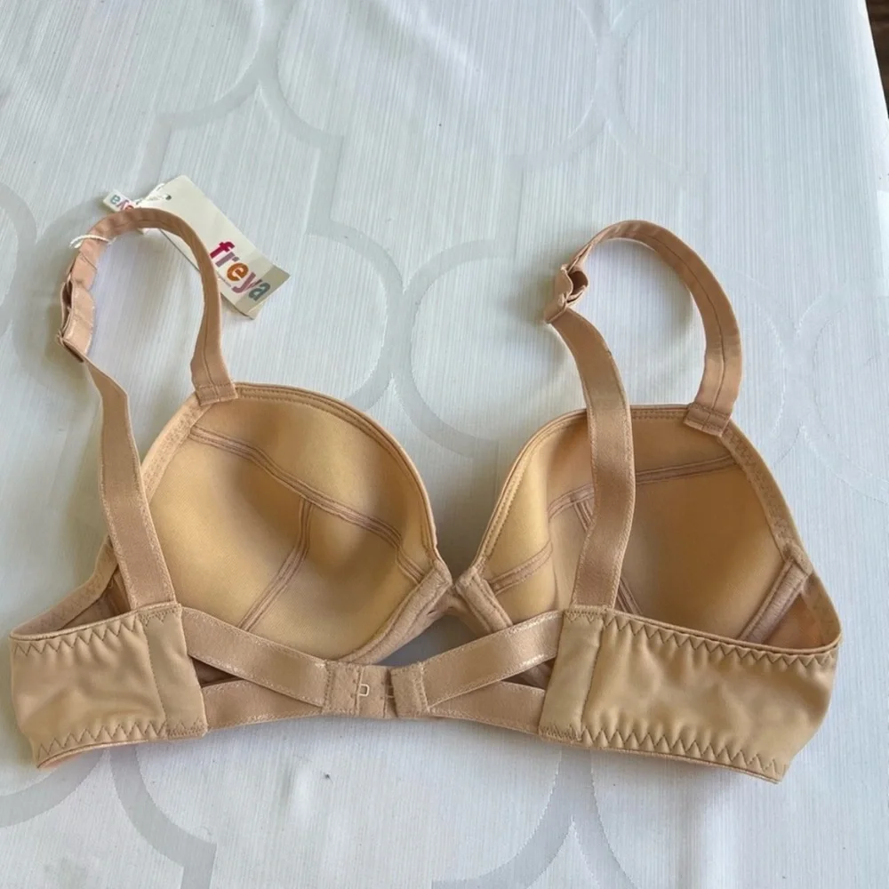 NWT FREYA Retro Underwire Padded Plunge Bra Bare Nude Smooth Molded Cups | 34B - Picture 5 of 8